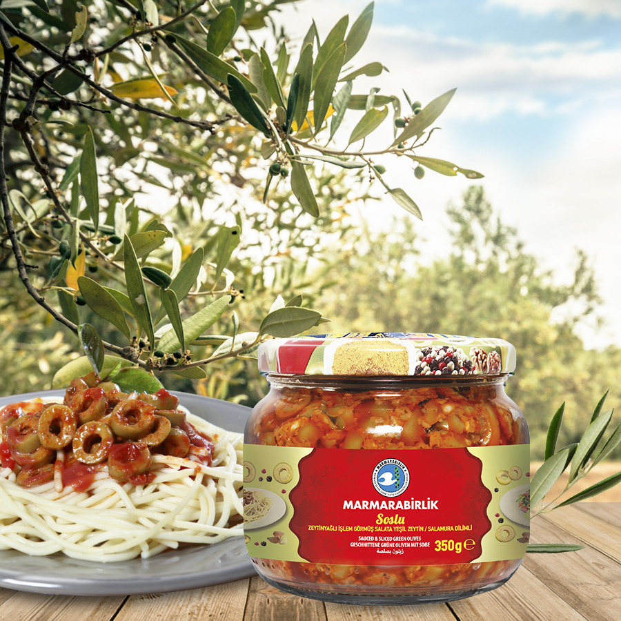 Marmarabirlik Sauced & Sliced Green Olives 350g