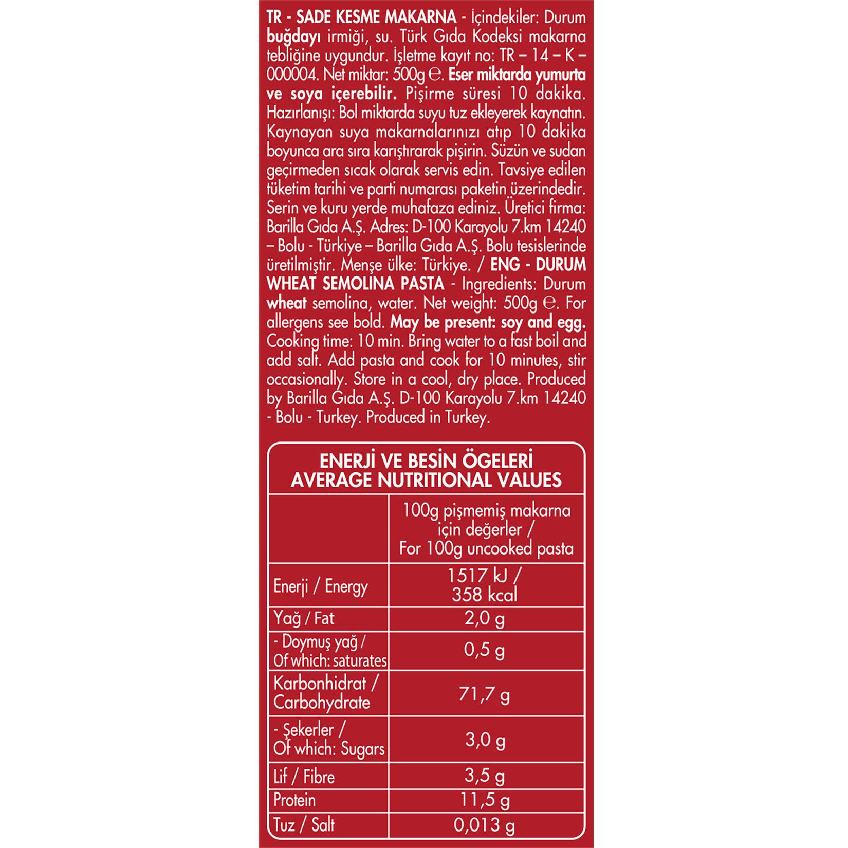 Filiz Ditalini Pasta - 500g - Filiz Yüksük Makarna