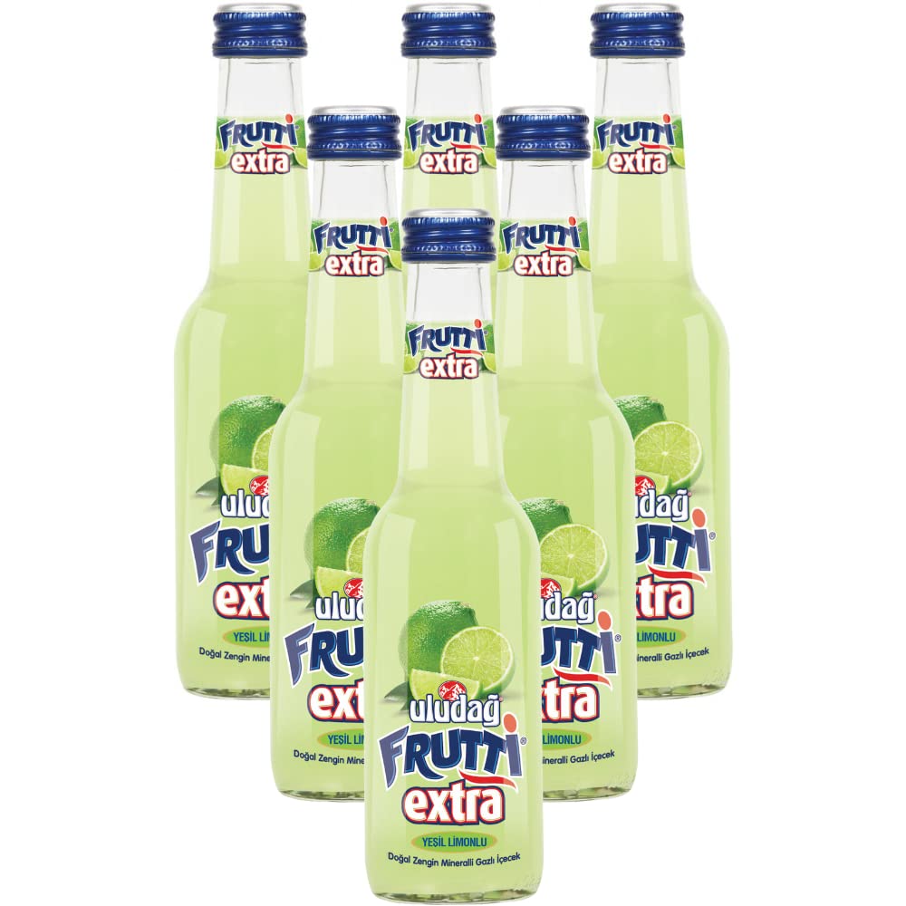 Uludağ Frutti Extra Lime Sparkling Natural Mineral Water – 200ml (Pack of 6)