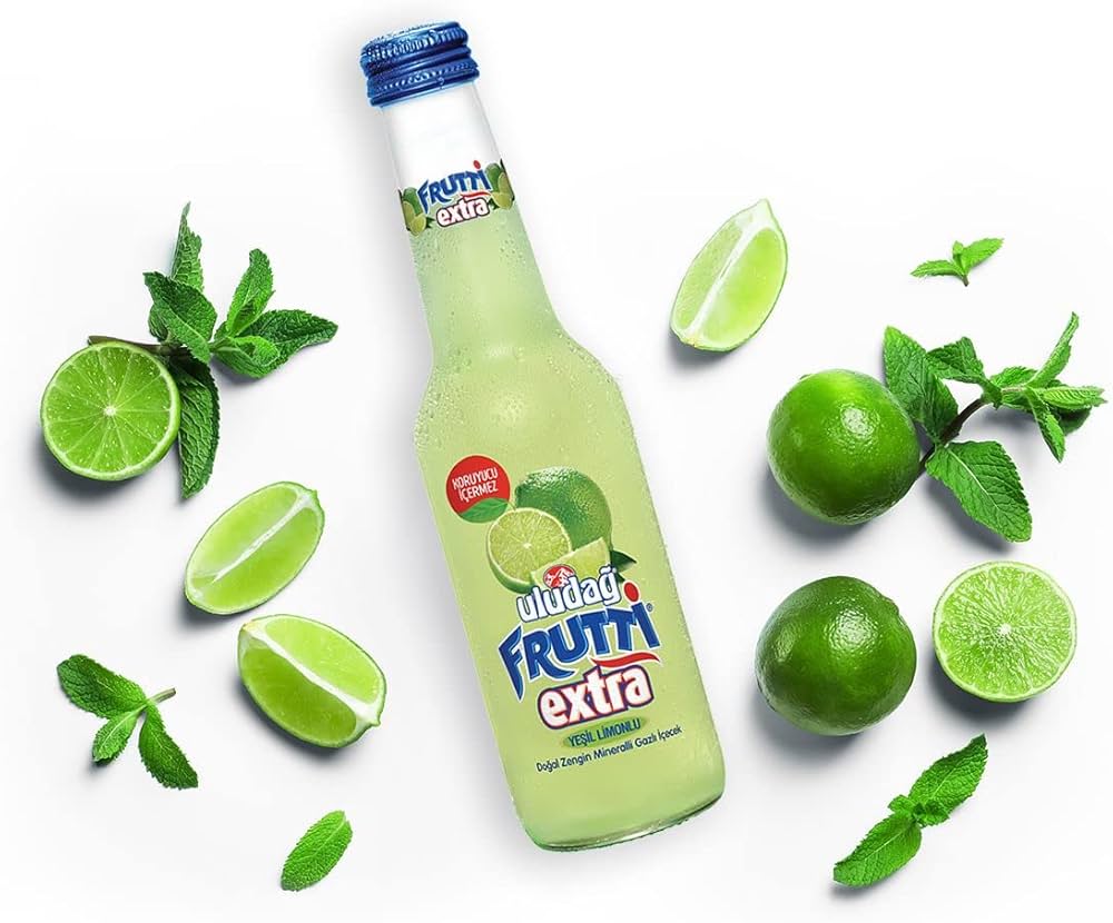 Uludağ Frutti Extra Lime Sparkling Natural Mineral Water – 200ml (Pack of 6)