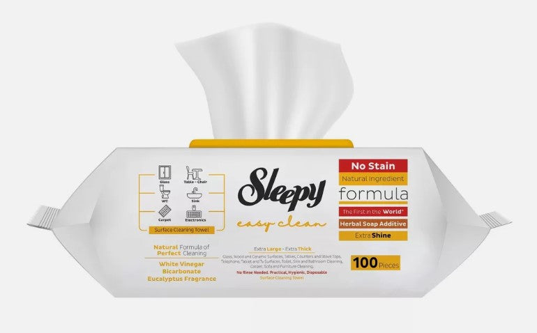 Sleepy Easy Clean Surface Cleaning Towel 100pcs (White Vinegar)