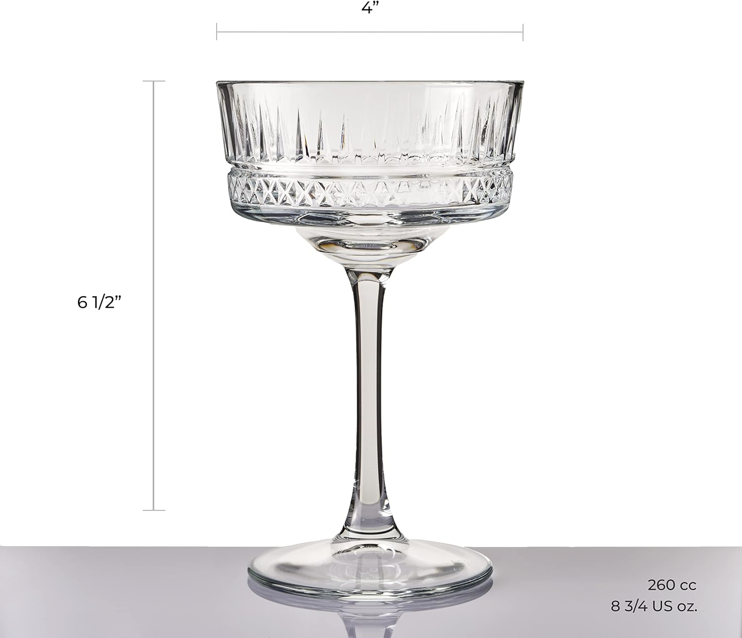 Paşabahçe Vintage Coupe Glasses – Set of 4 (8.8 oz)