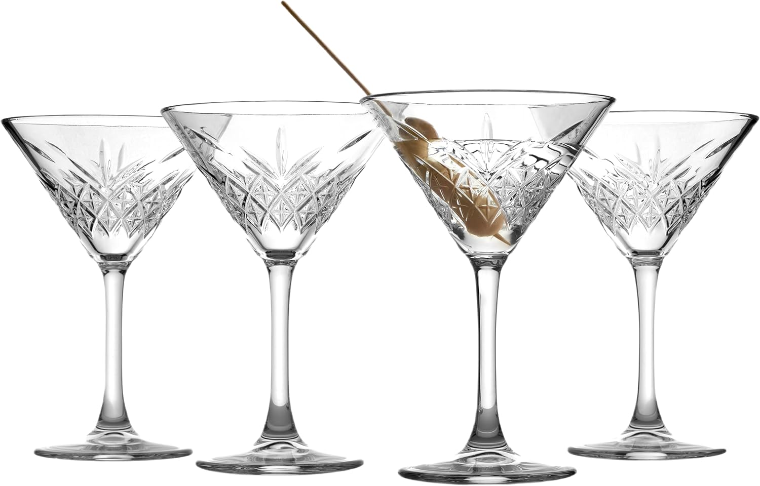 Paşabahçe Premium Stemmed Martini Glasses – Set of 4 (7.8 oz, Crystal Design Cocktail Cups)