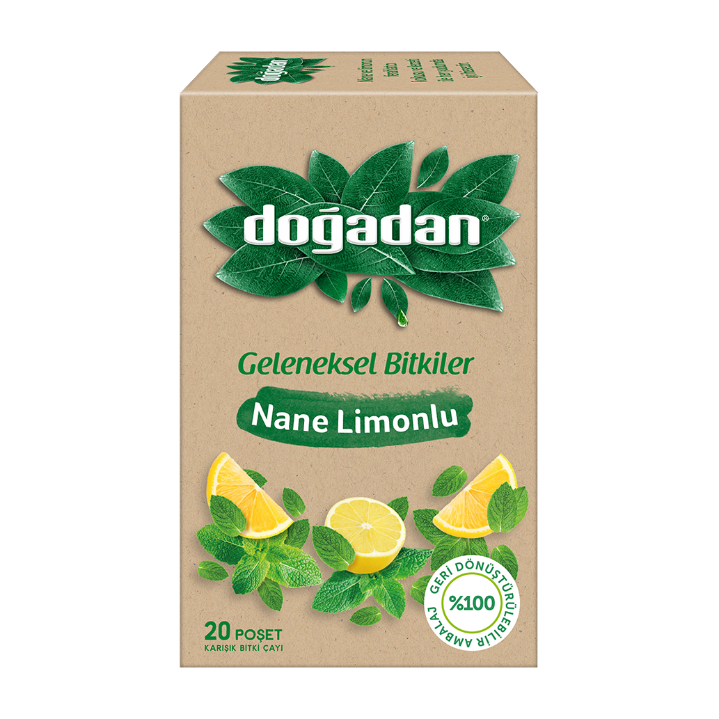 Doğadan Green Tea w/Mint&Lemon 20 Tea Bags - Doğadan Limon ve Naneli Yeşil Çay