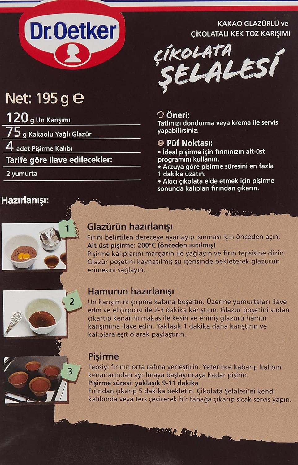 Dr. Oetker Chocolate Lava Cake 195g - Dr. Oetker Çikolata Şelalesi