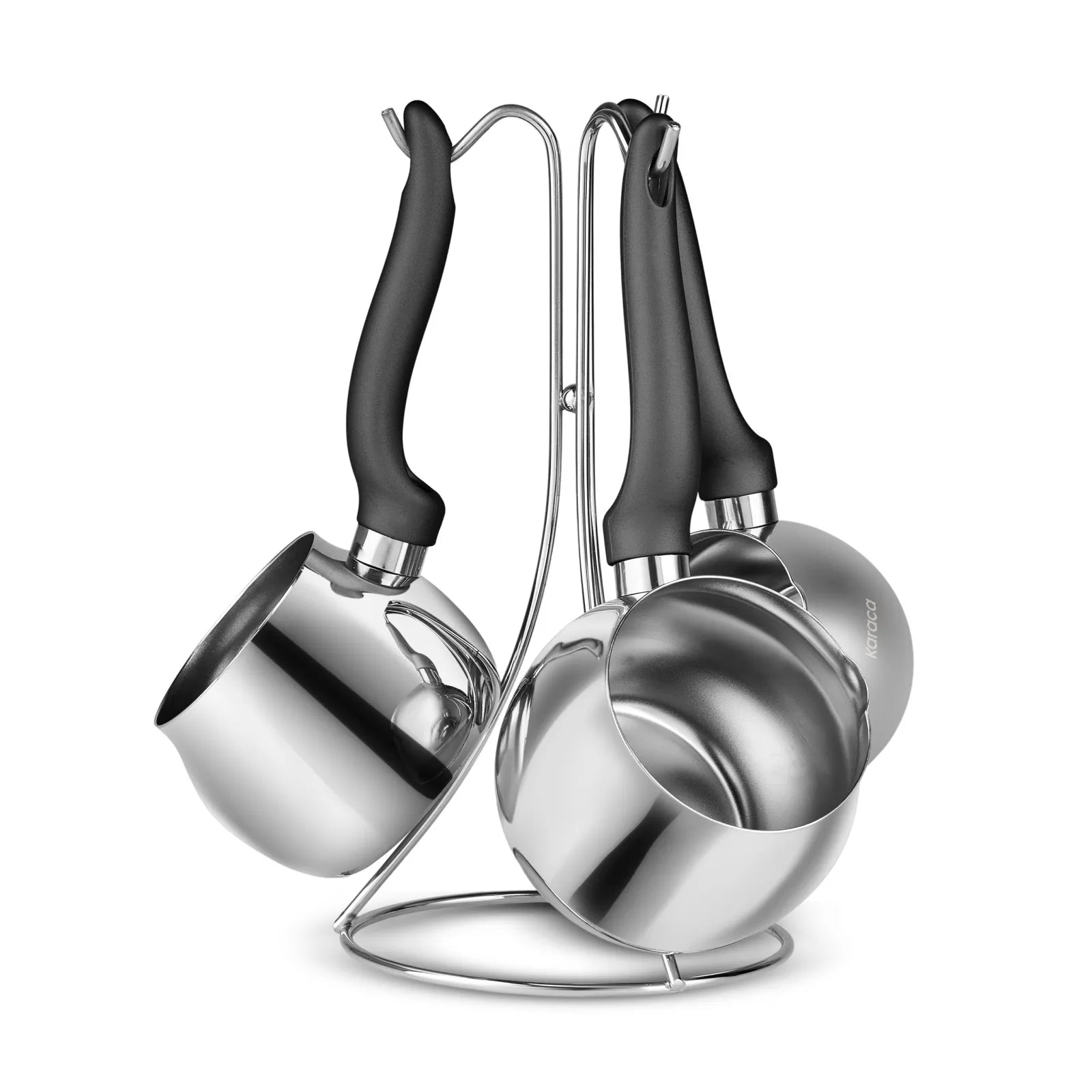 Karaca Fleva Turkish Coffee Pot Cezve Set of 3 (Black)