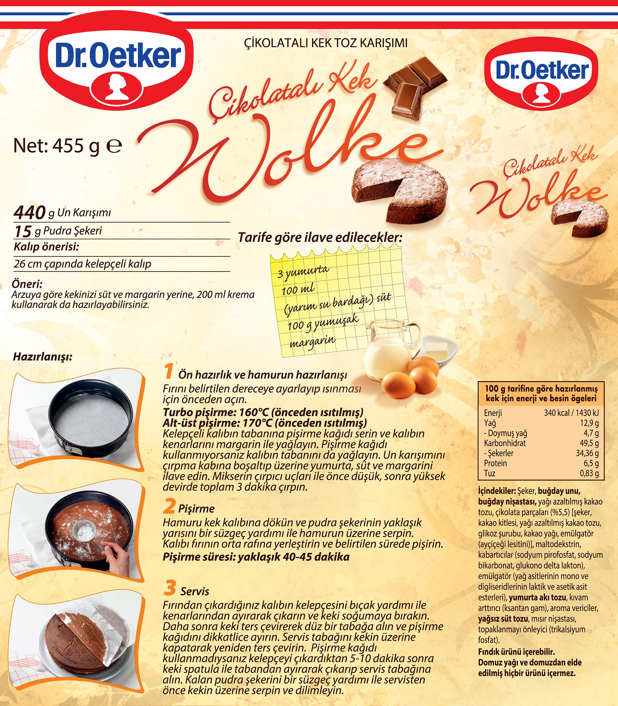 Dr. Oetker Wolke Chocolate Cake Mix 455g - Dr. Oetker Çikoaltalı Wolke Kek Karışımı