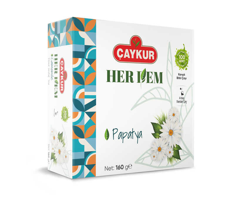 Çaykur Her Dem Chamomile Tea Mixed Herbal Tea - 160g (100 Count) - Çaykur Papatya Çayı