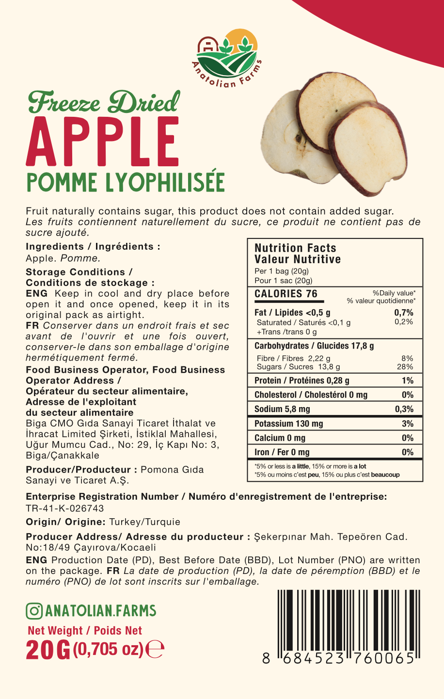 Back of a food package with text and images, including a logo at the bottom.