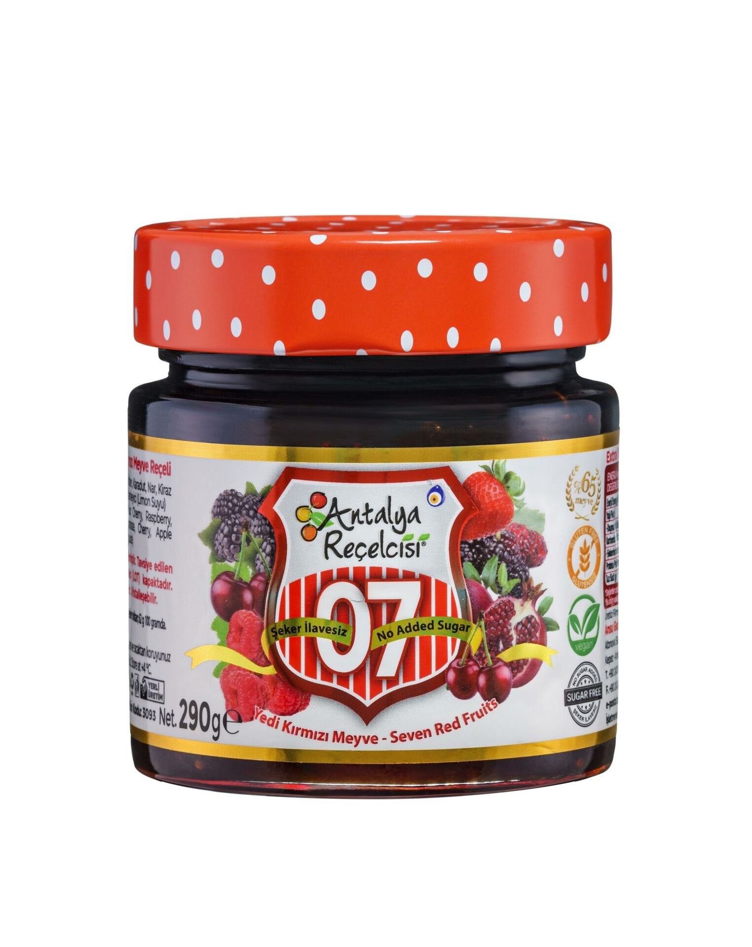 Antalya Reçelcisi No Added Sugar Seven Mixed Red Fruits Jam – 290g - Yedi Kırmızı Meyve Reçeli