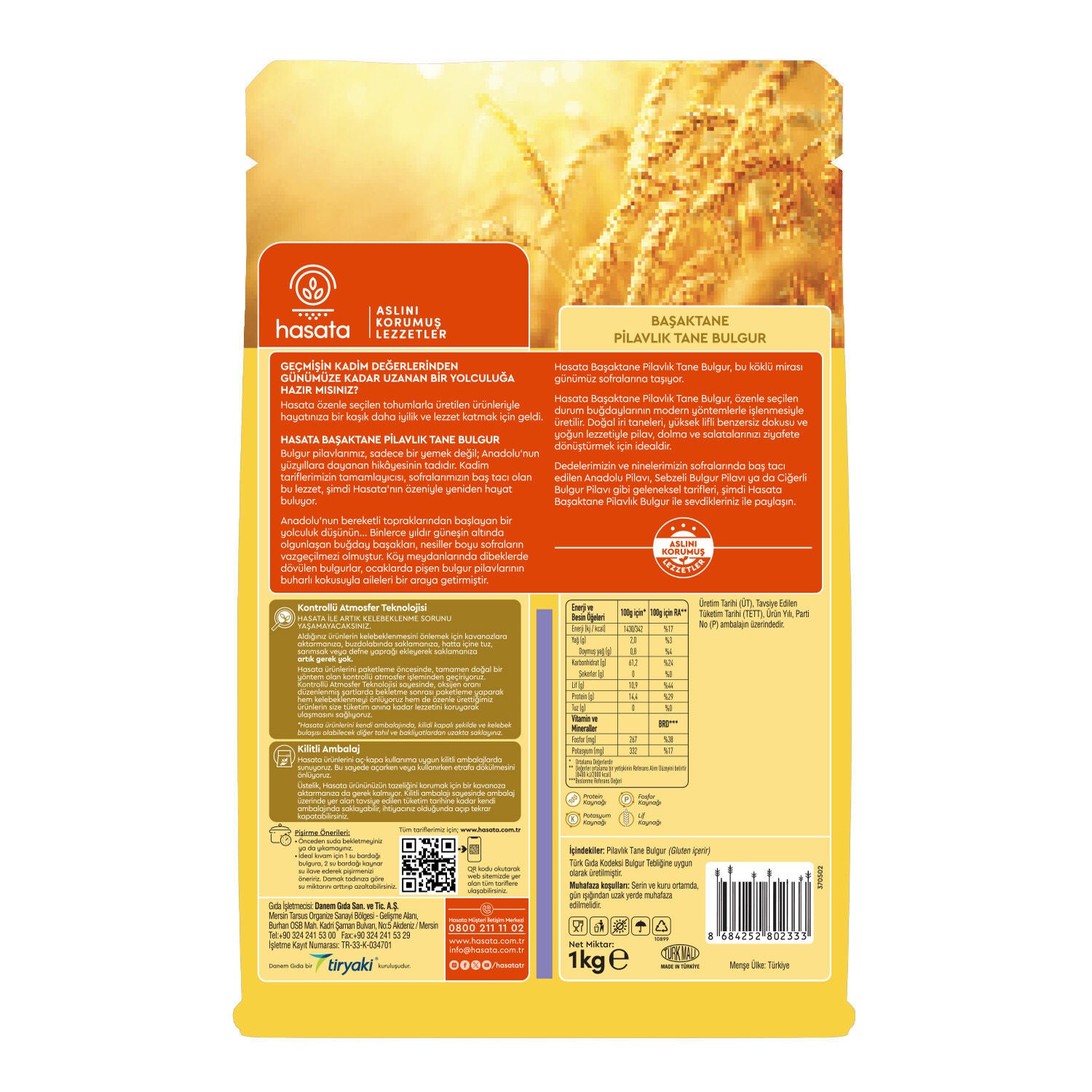 Hasata Extra Coarse Bulgur 1000g - Hasata Basaktane Pilavlik Tane Bulgur