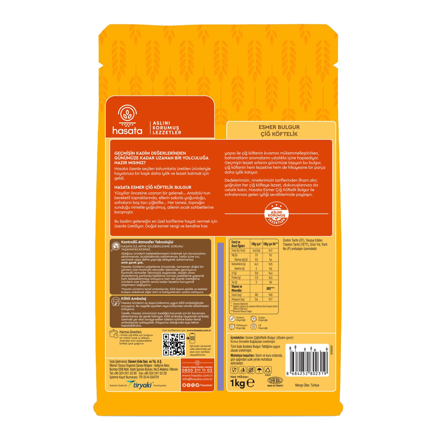 Hasata Extra Fine Brown Bulgur 1000g - Hasata Cig Koftelik Esmer Bulgur