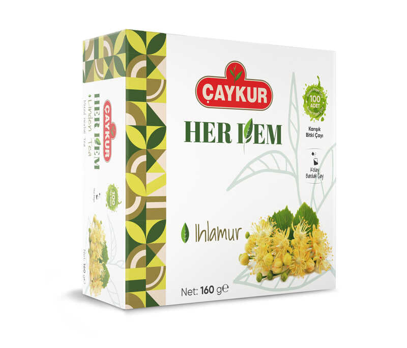 Çaykur Her Dem Linden Tea Mixed Herbal Tea - 160g (100 Count) - Çaykur Ihlamur Poşet Çay