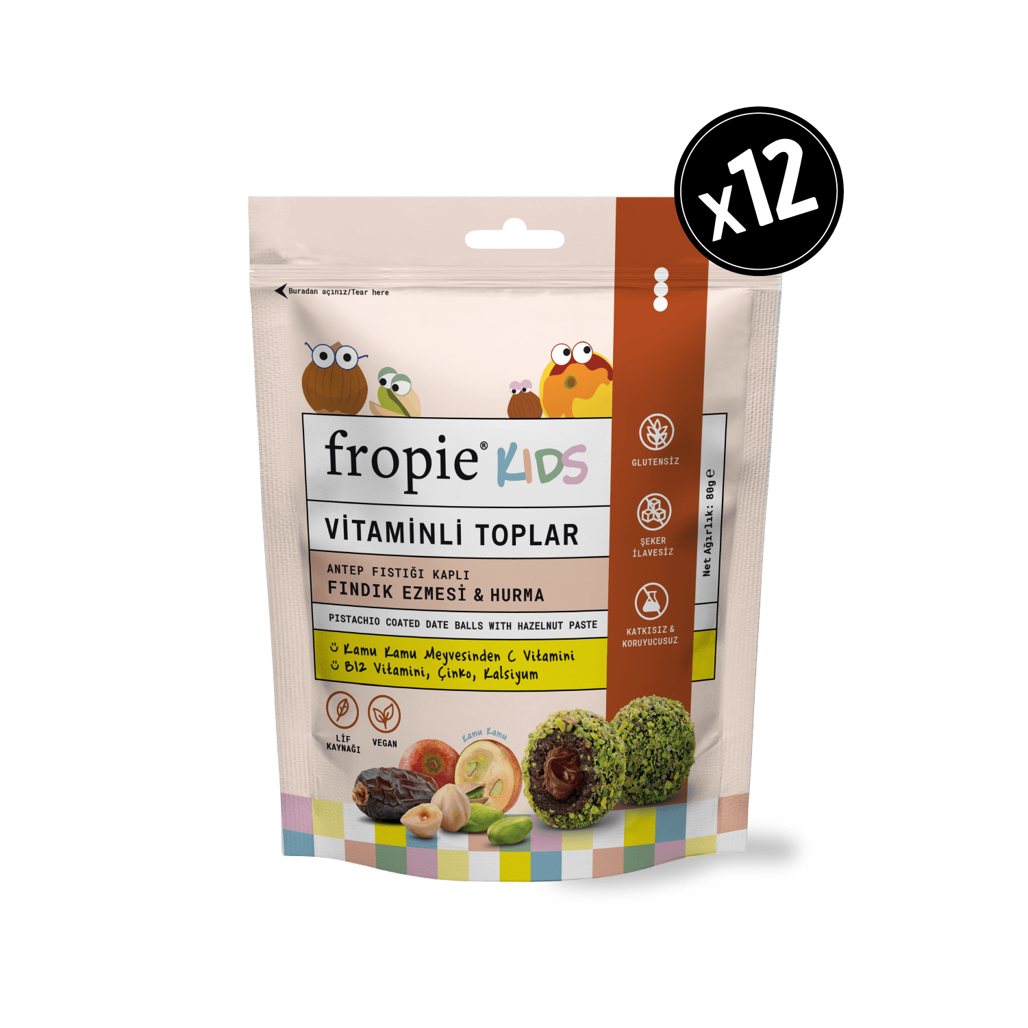 Fropie Kids Pistachio Coated Date Balls with Hazelnut Paste 80g