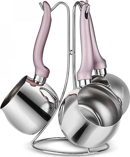 Karaca Fleva Turkish Coffee Pot Cezve Set of 3 (Rose)