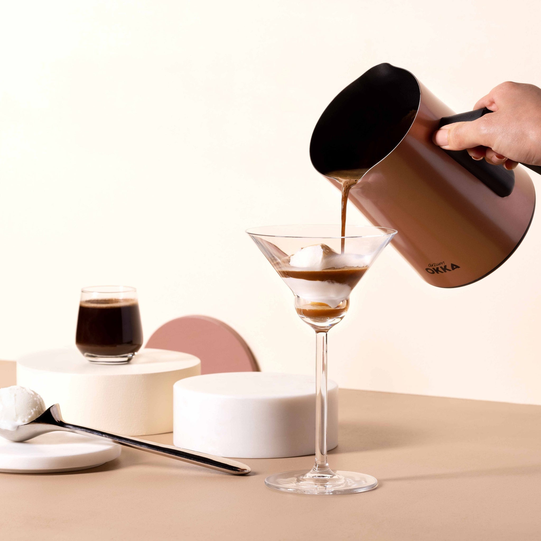 Arzum Okka Rich Automatic Turkish Coffee and Hot Beverage Maker, Velvetiser, 120V, Black/Copper