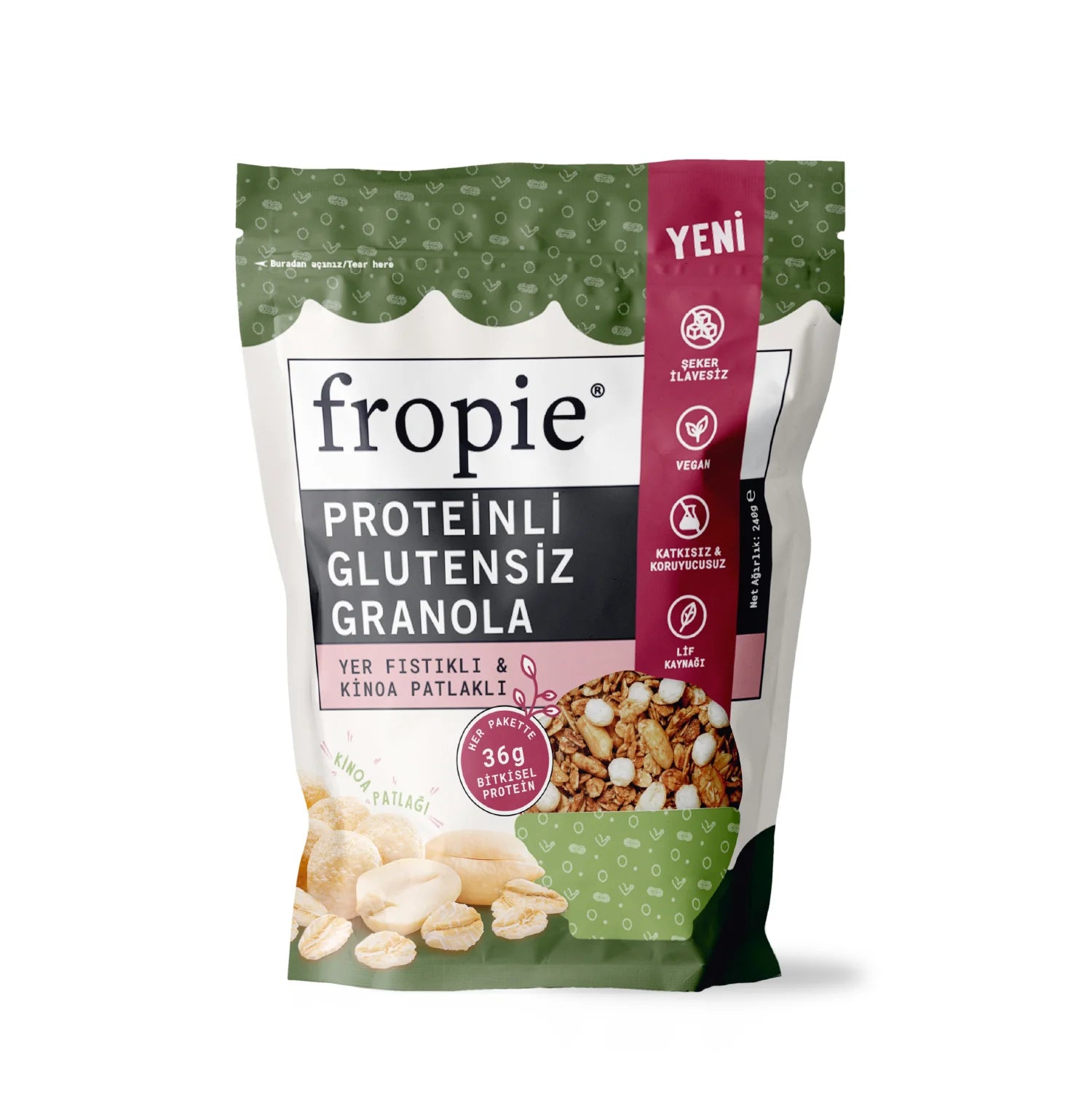 Fropie Protein Granola 240g with Peanut & Quinoa Pops (Gluten Free)