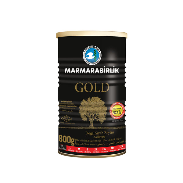 Marmarabirlik GOLD (XL) 2.5% Low Salt Black Olives in Tin 800g - Marmarabirlik Gold Az Tuzlu Siyah Zeytin