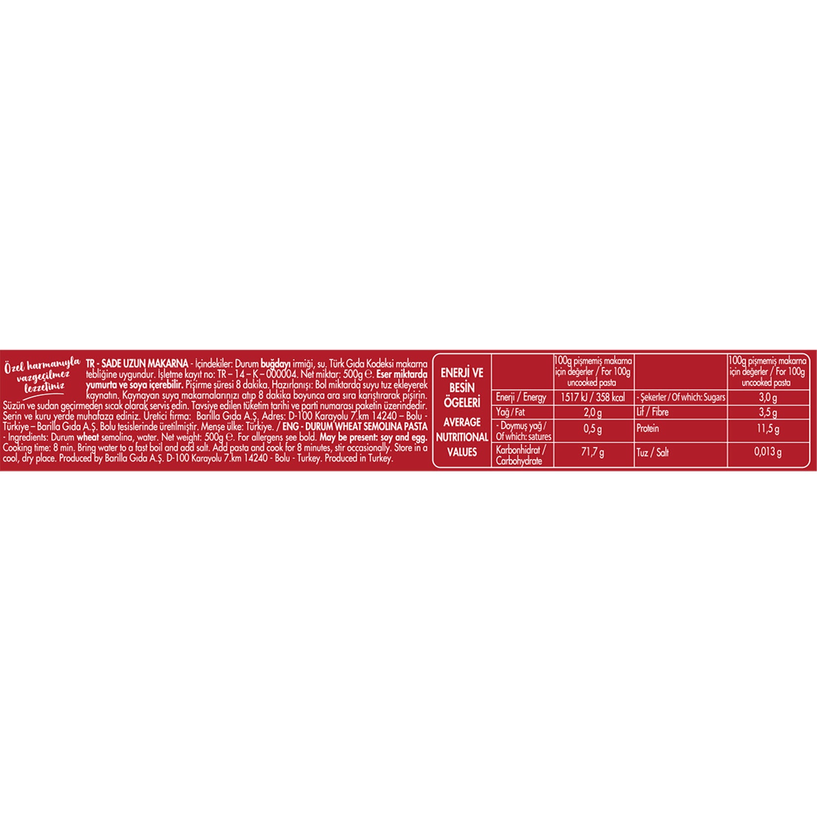 Filiz Spaghetti Pasta - 500g (Çubuk Makarna)
