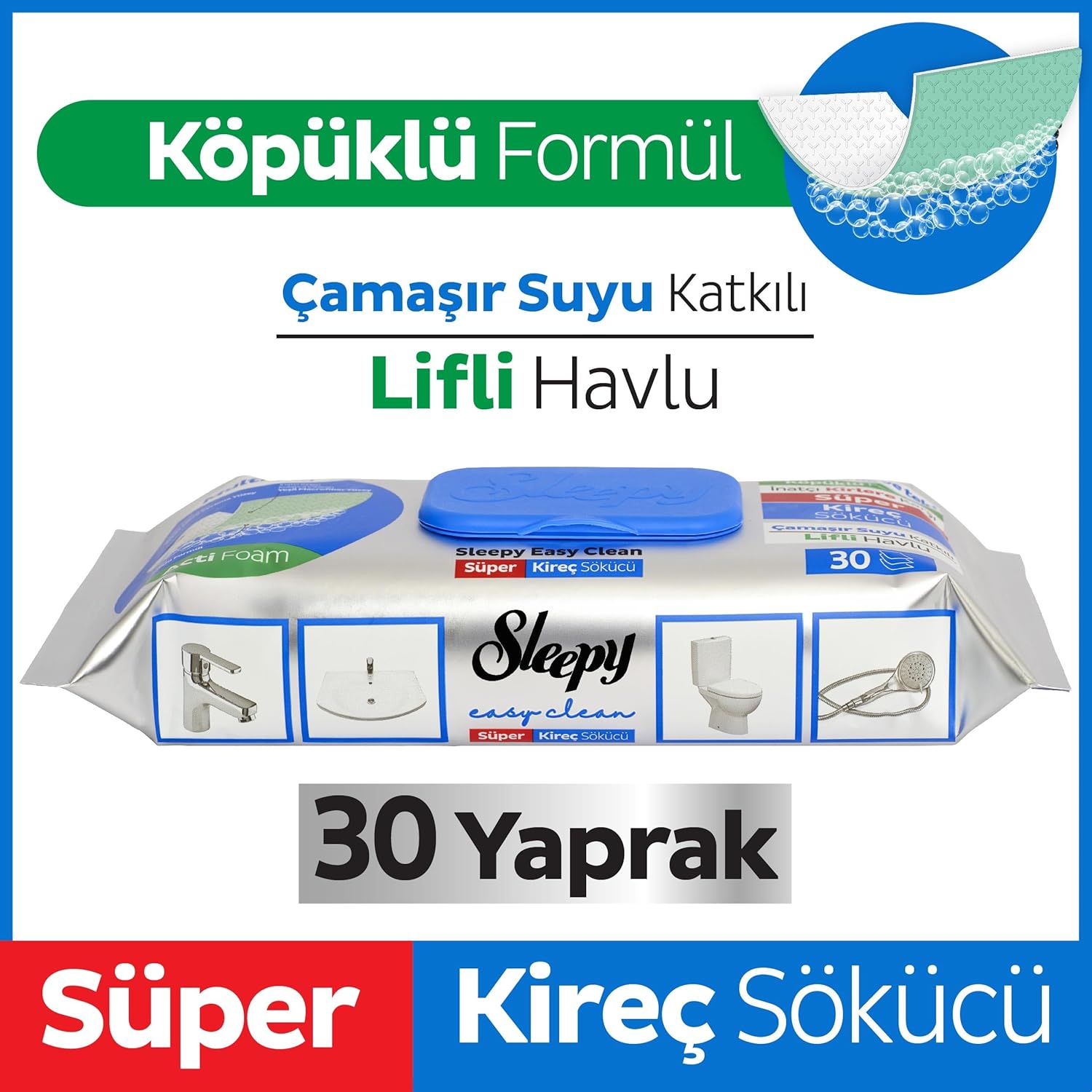 Sleepy Surface Cleaning Wipes – Descaler – 30 Sheets - Sleepy Kirec Sokucu Havlu
