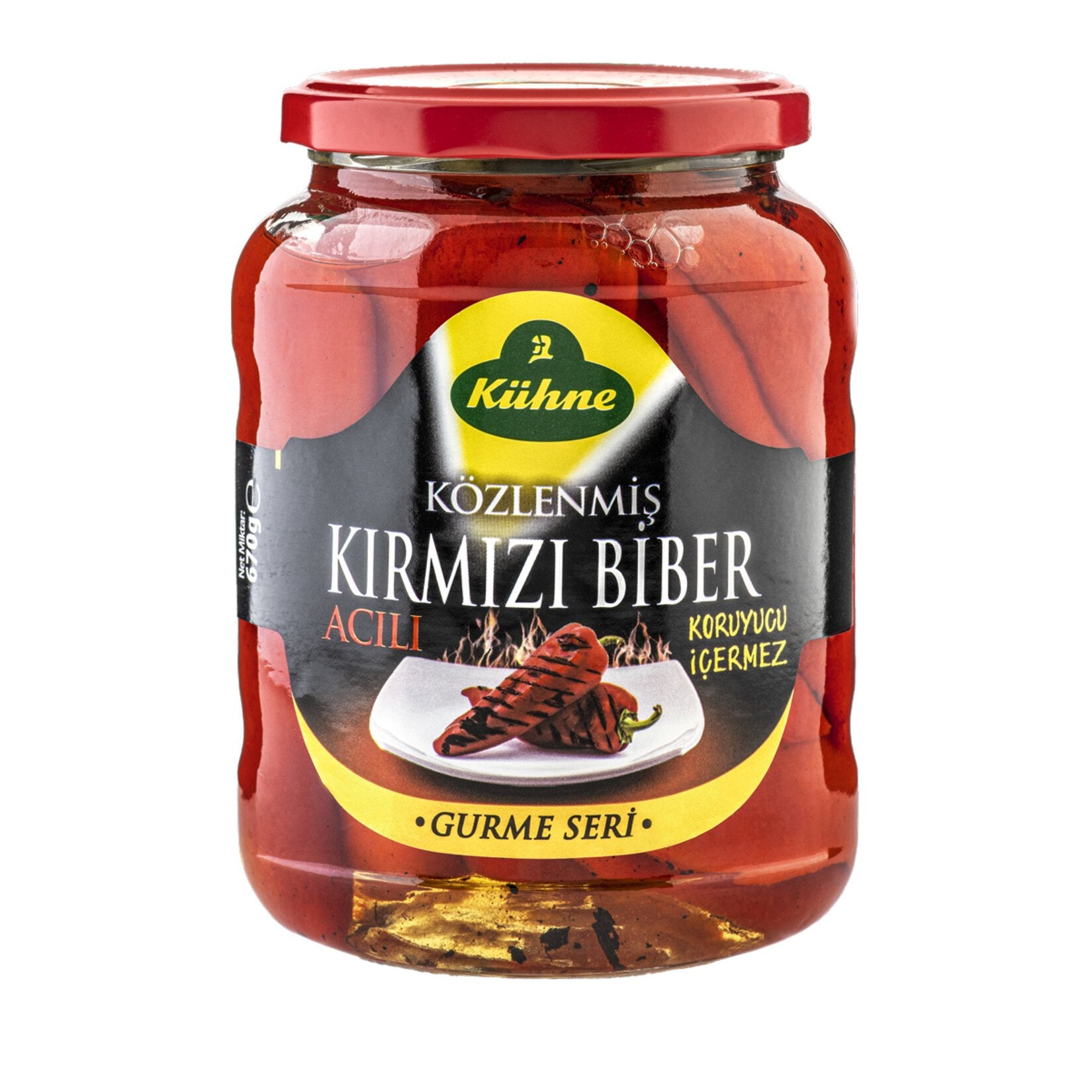 Kuhne Roasted Hot Red Peppers 640g