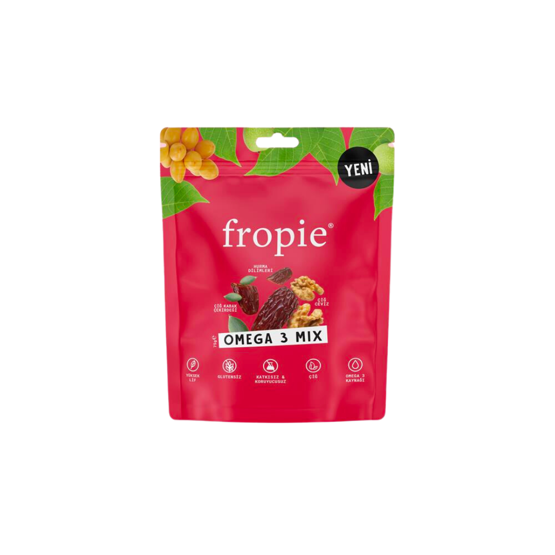 Fropie Omega 3 Nuts Mix 75g Raw Walnut - Raw Pumpkin Seeds - Date
