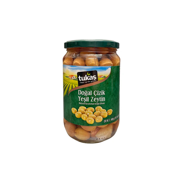 Tukas Scratched Green Olives 700g - Tukaş Yeşil Çizik Zeytin