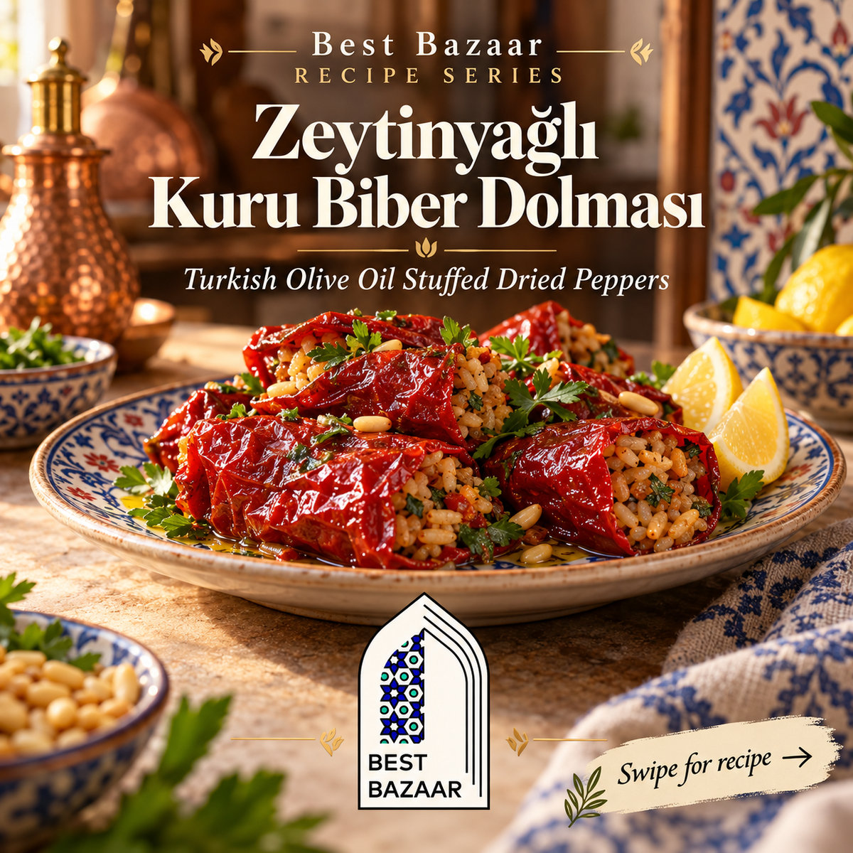 Turkish Olive Oil Stuffed Dried Red Peppers Bundle - Zeytinyağlı Kuru Biber Dolması
