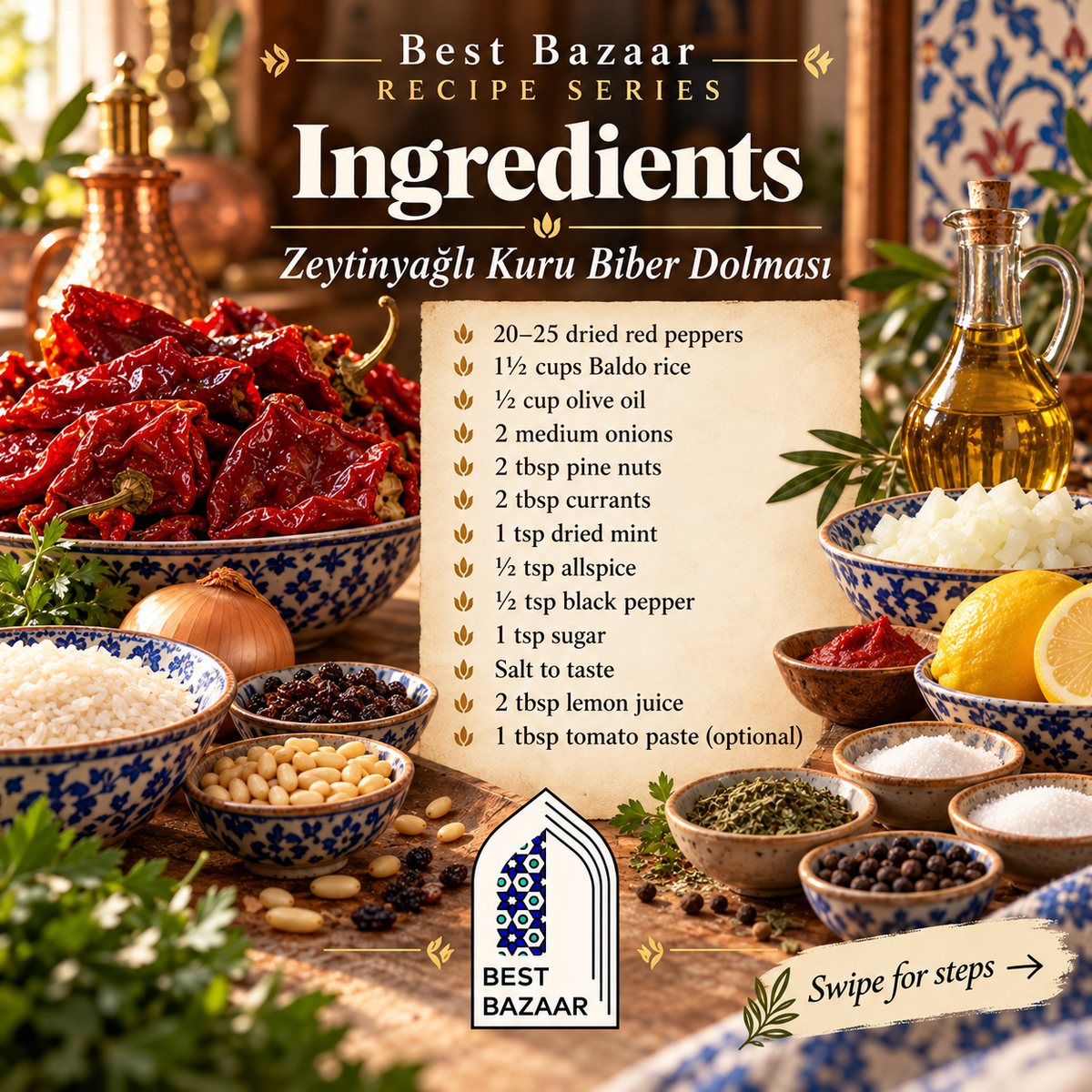 Turkish Olive Oil Stuffed Dried Red Peppers Bundle - Zeytinyağlı Kuru Biber Dolması