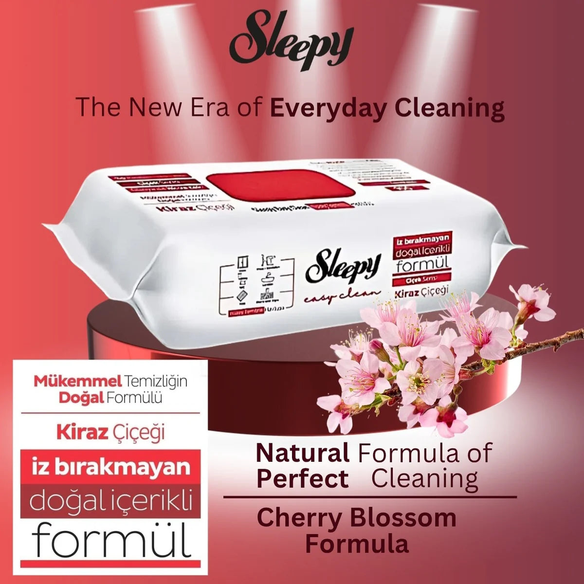 Sleepy Surface Cleaning Wipes – Cherry Blossom – 100 Sheets - Sleepy Kiraz Cicegi Yuzey Temizleme Bezi